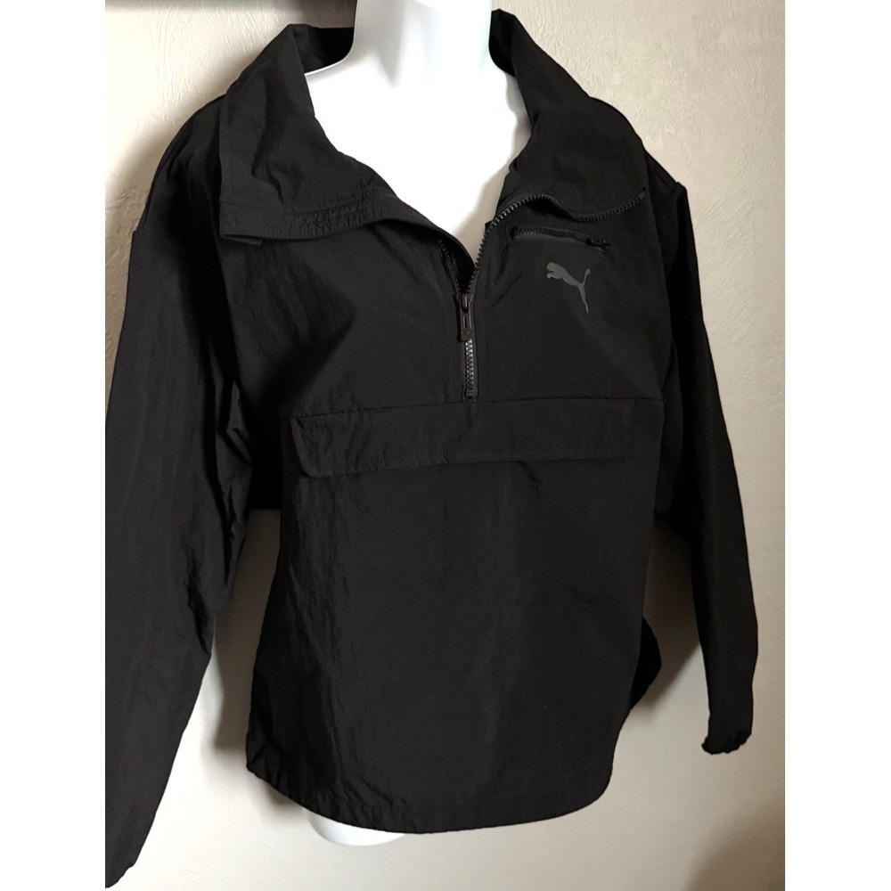 Puma Half Zip Pullover Windbreaker Jacket Women's Size Small Black Lightweight - Picture 14 of 14